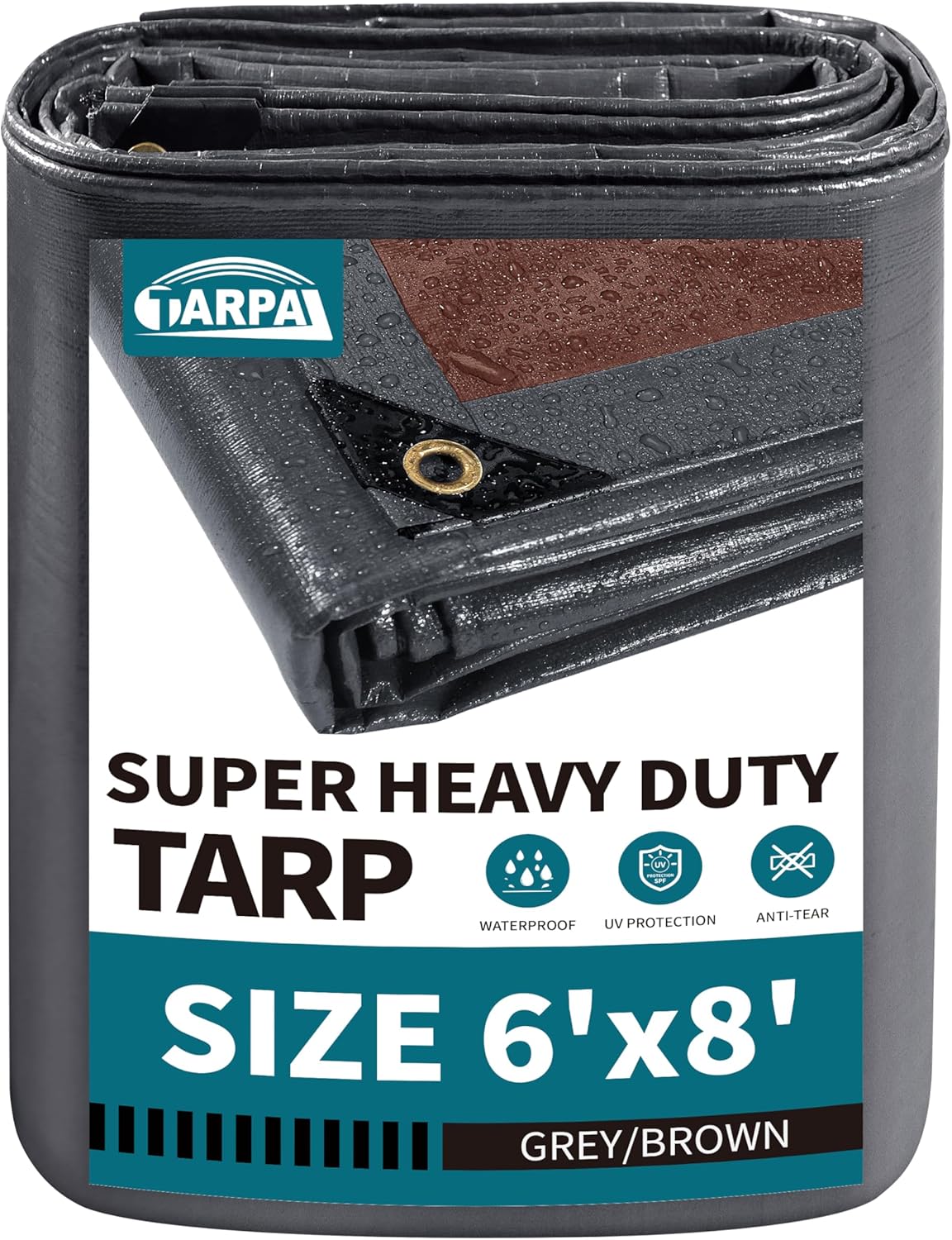 Detalle de TARPAL 6x8 Heavy-Duty Tarp: 20mil Waterproof Tarpaulin with UV Protection and Grommets