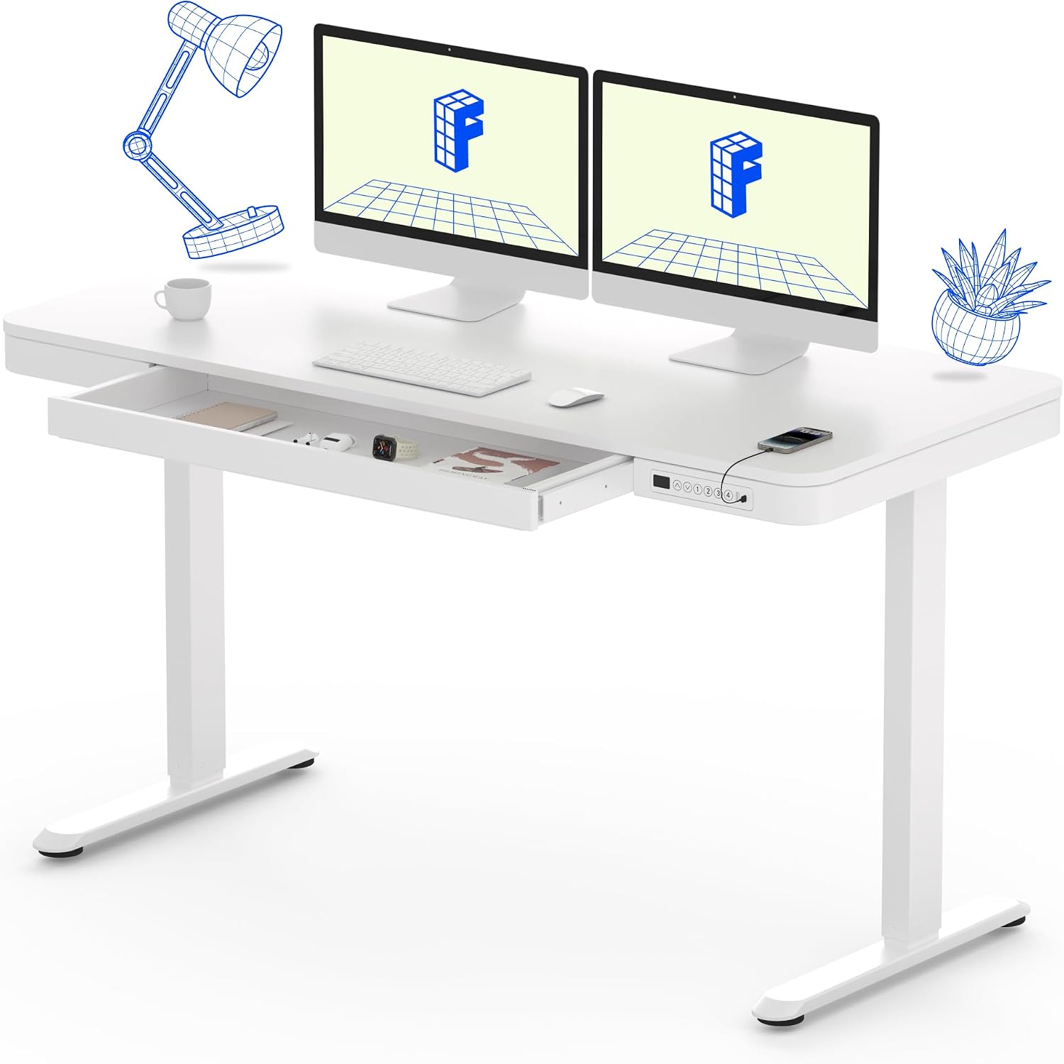 Detalle de FLEXISPOT Comhar Q3 140×70 cm electric standing desk
