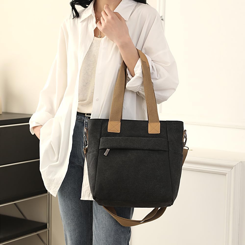Detalle de zhongningyifeng Canvas Tote Bag for Women: A Practical Small Handbag for Everyday Use