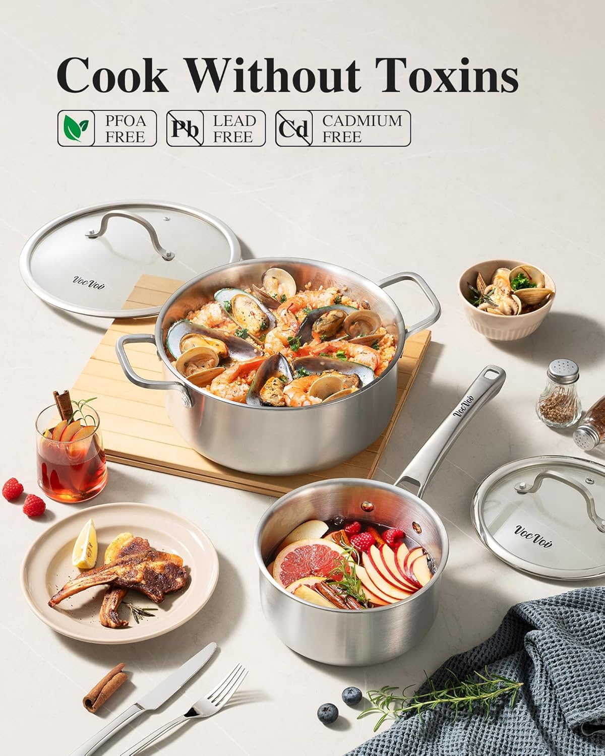 Detalle 2 de Tri-Ply 10-Piece Stainless Steel Cookware Set