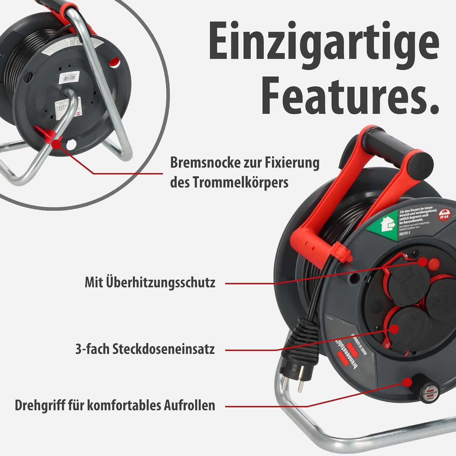 Thumbnail 2 de Brennenstuhl Garant V2 IP44 Kabeltrommel 25 m Outdoor – zuverlässig, geschützt und praktisch