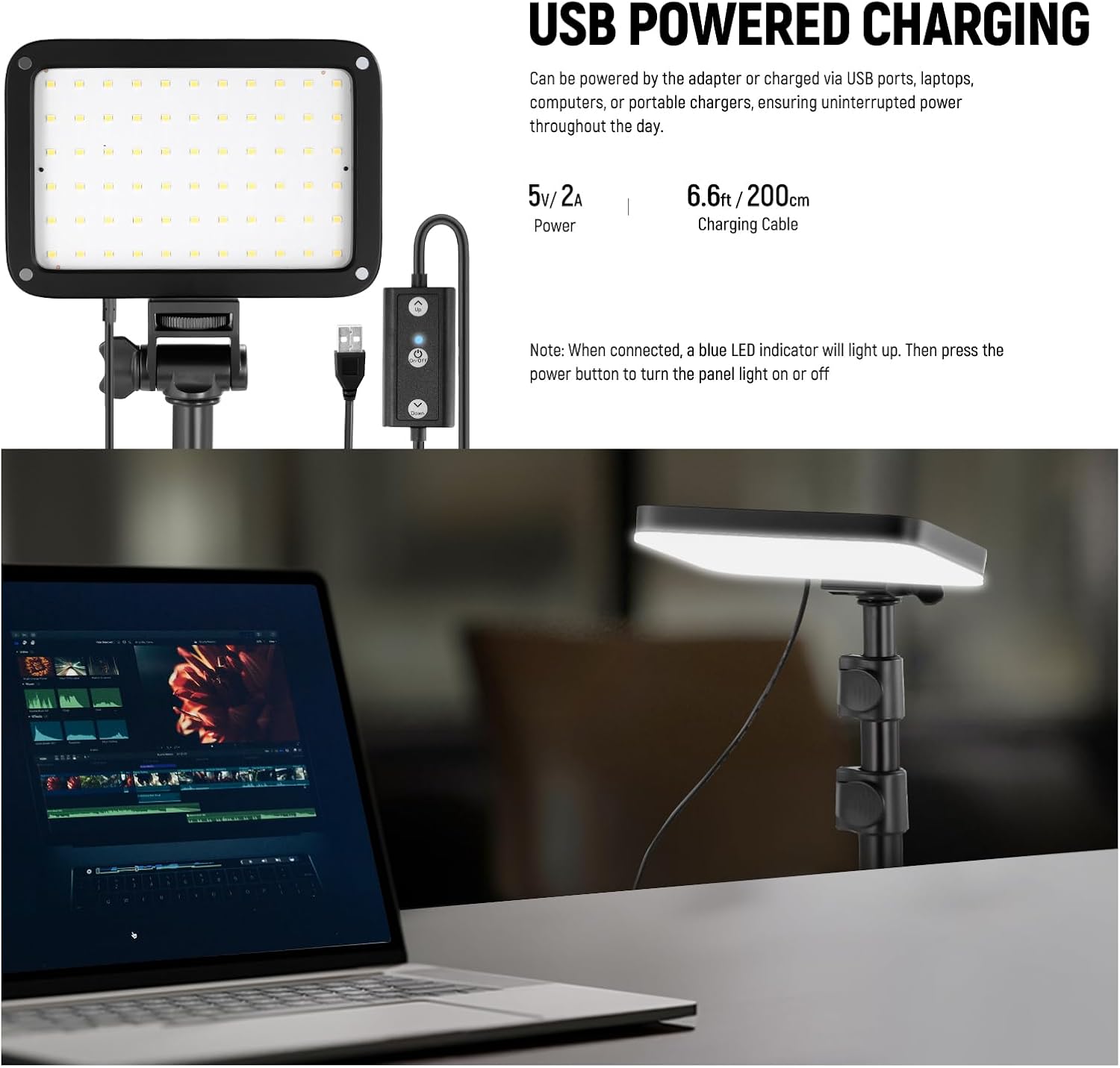 Thumbnail 3 de NEEWER BASICS Kit di illuminazione a pannello LED per video, 2 pezzi, bicolore 3200K–5600K (CRI95) con stativi e filtri