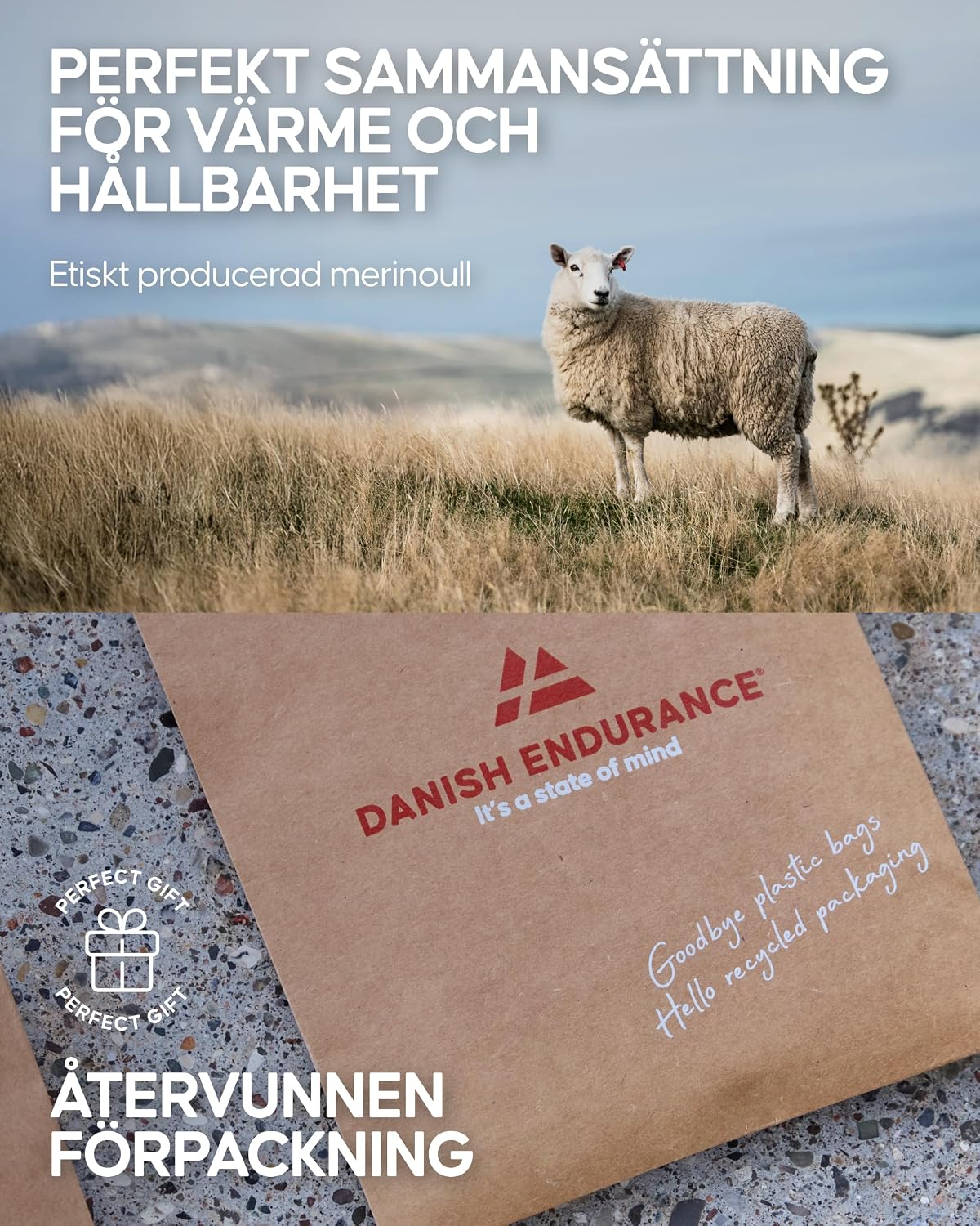 Thumbnail 4 de DANISH ENDURANCE Merinoull kompressionsskidstrumpor, 18–23 mmHg med vadderat smalben