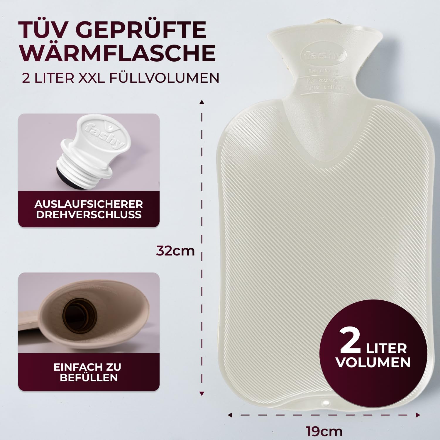 Detalle 2 de easy and green® Kuschel Wärmflasche 2 L Wärmflasche