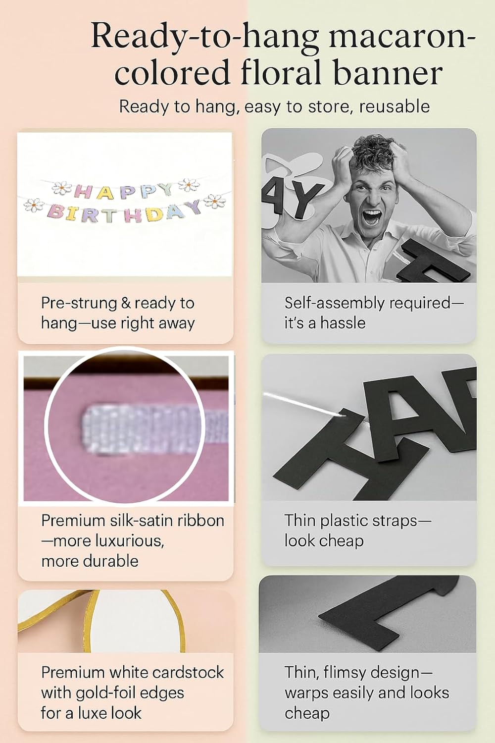 Thumbnail 1 de Fvumhlaoog Happy Birthday Banner pastel daisy party ๐