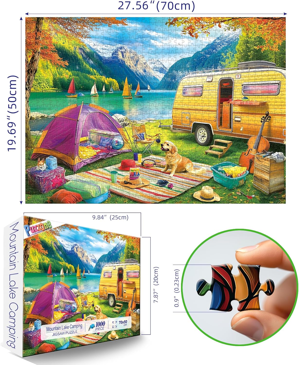 Thumbnail 1 de PuzzOne 1000-Piece Outdoor Mountain Lake Camping Puzzle