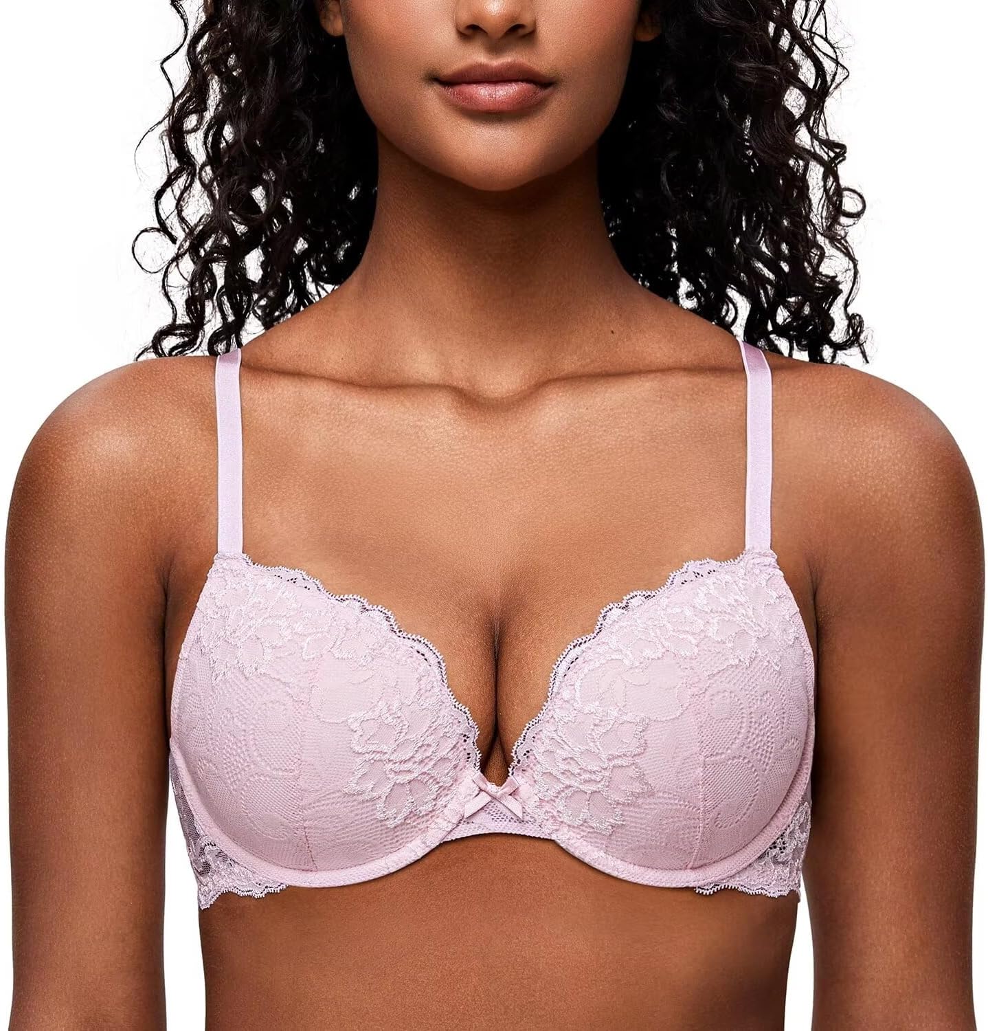Detalle 2 de Deyllo Women’s Push Up Lace Bra, Padded Comfort