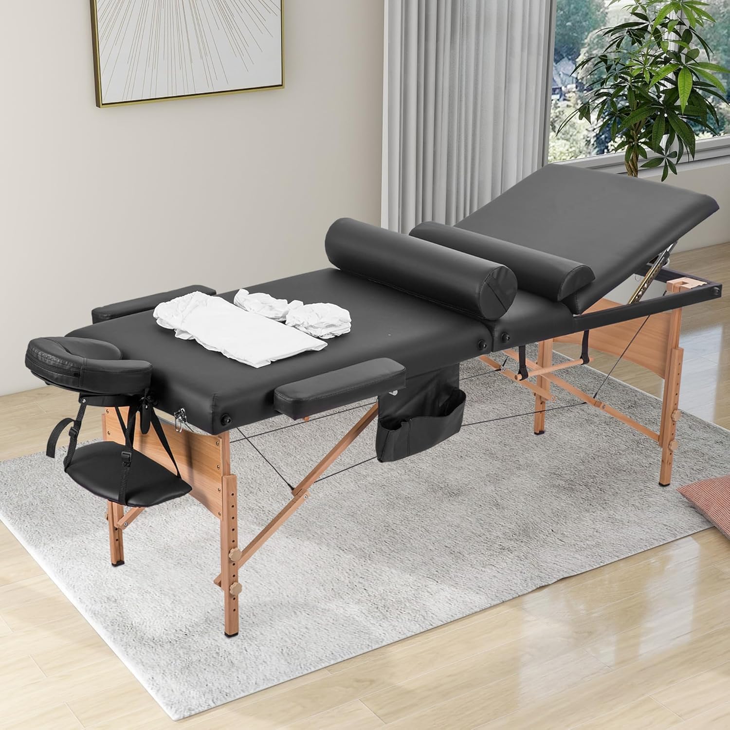 Thumbnail 1 de BestMassage MT-T3SF2-Black Portable Massage Table, 73" x 28", Adjustable Height