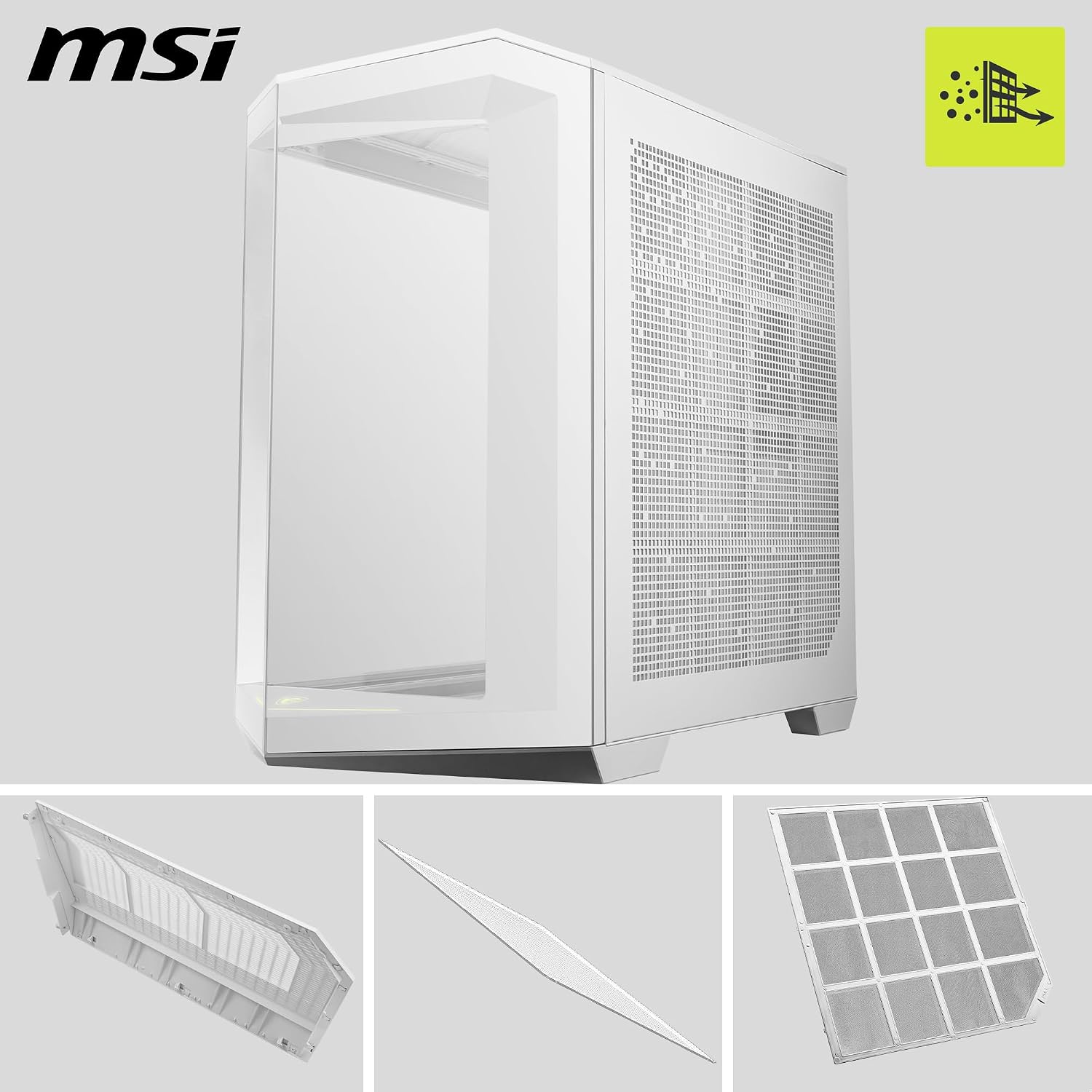 Thumbnail 2 de MSI MAG PANO 100R PZ WHITE: Case ATX con raffreddamento efficiente, GPU verticale e protezione antipolvere