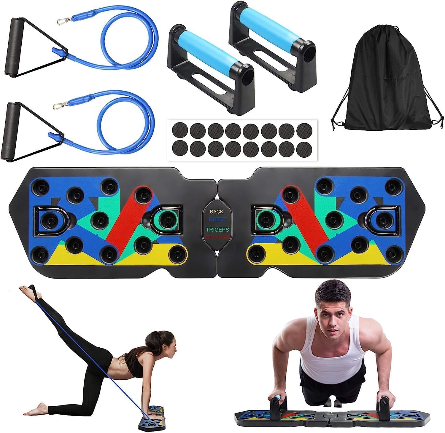Daxiongmao 20 in 1 Press Up Board with Resistance Bands