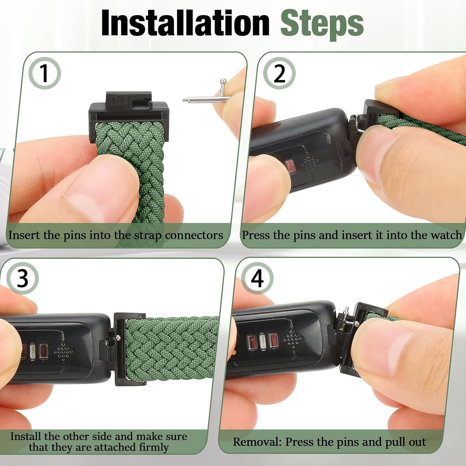 Thumbnail 4 de BTTNG 2-Pack Elastic Braided Straps for Fitbit Inspire 3 / Inspire 2 / Inspire / Inspire HR / Ace 3 / Ace 2