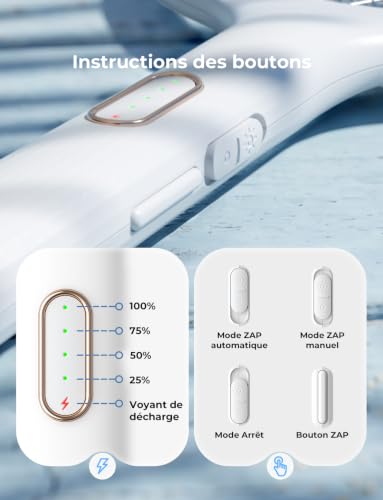 Thumbnail 5 de YISSVIC Raquette Électrique Insectes 4000 V, 1500 mAh, Base Stable, UV 365 nm – Anti-Moutiques et Anti-Mouches