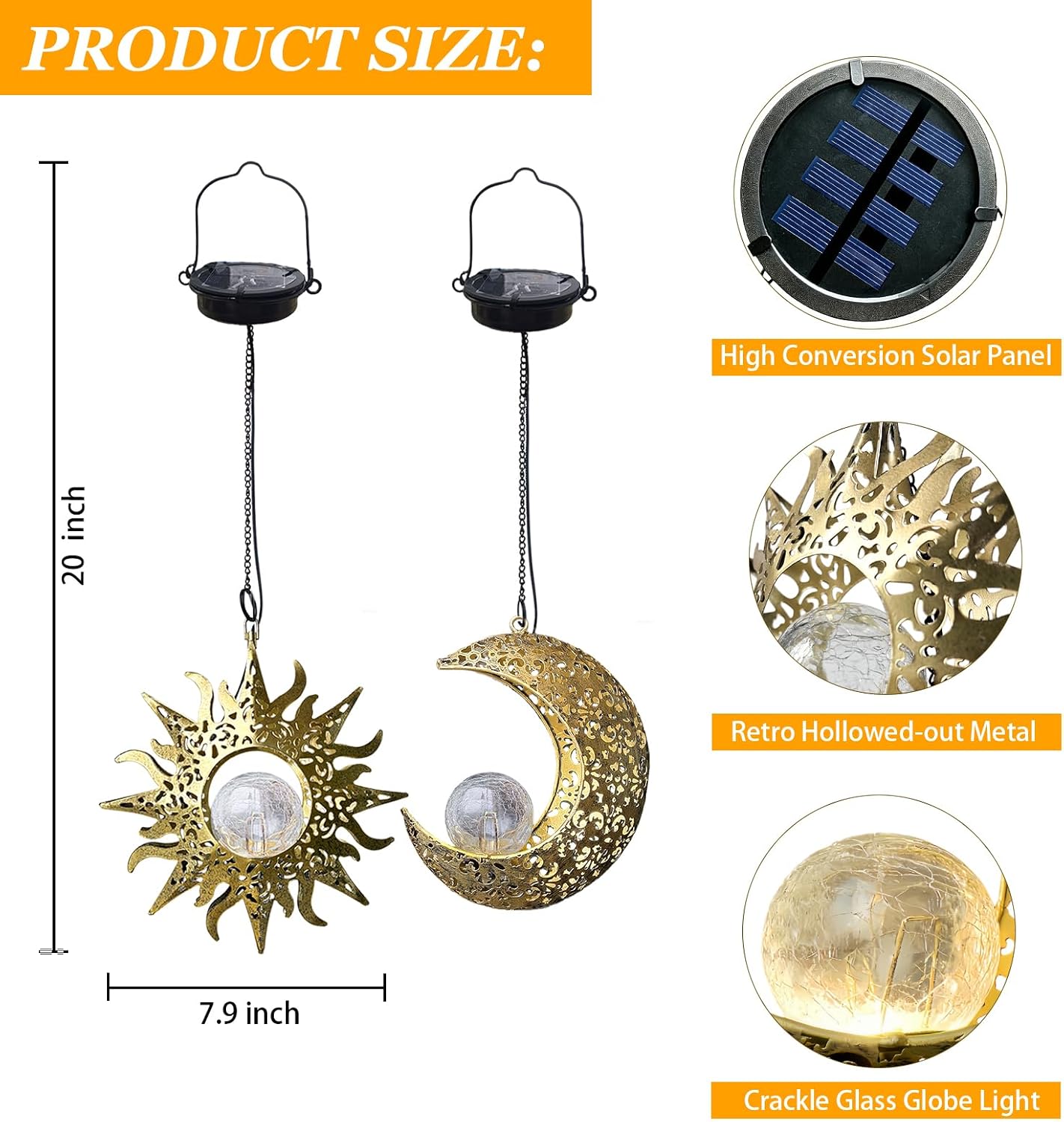 Detalle 2 de Solar Hanging Lanterns in Bronze Metal