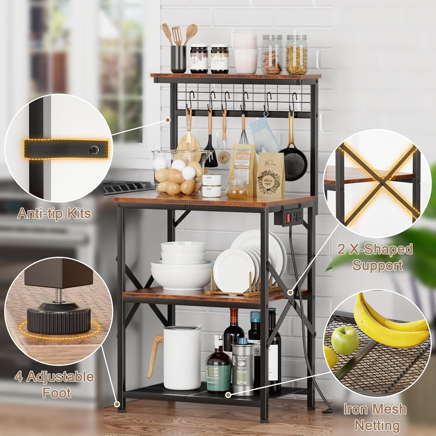 Thumbnail 4 de Furologee Kitchen Bakers Rack 4-Tier 🍽