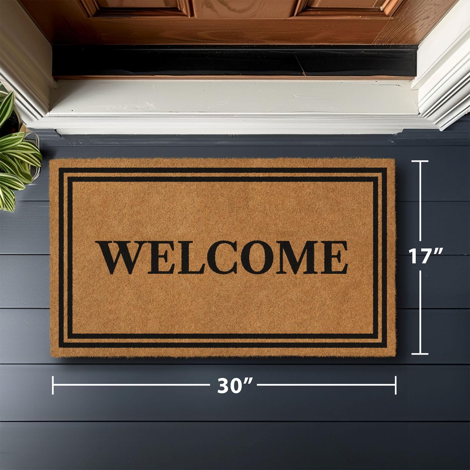 Detalle 2 de Barnyard Designs Natural Coco Coir Heavy Duty Doormat (30x17) – Welcome Mat for Outdoor Entrances