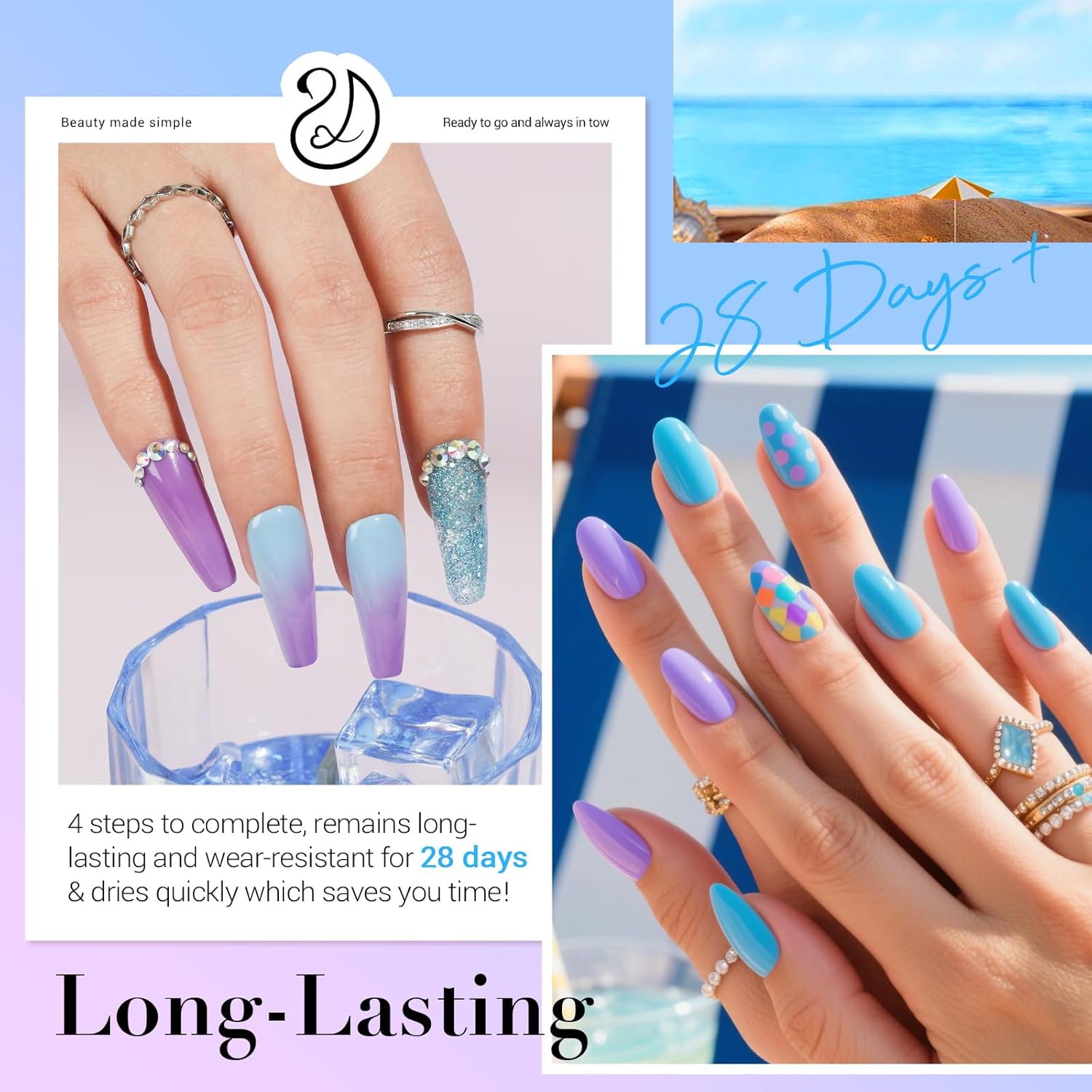 Detalle 2 de AZUREBEAUTY Dip Powder Nail Kit Starter (31-Piece) with 20 Color Dipping Powders + Base/Top/Activator