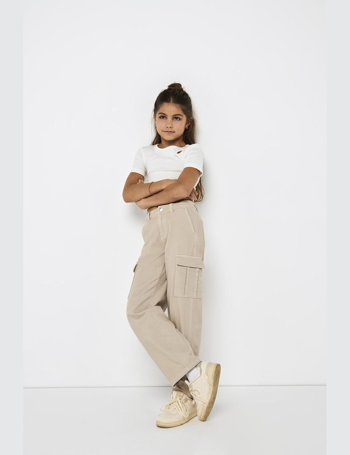 Detalle de ONLY Girl Cargo-Hose KOGYARROW-VOX, gerade geschnittene Cargo-Hose