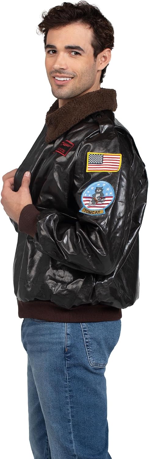 Detalle de Leg Avenue Men's Licensed Top Gun Bomber Jacket Costume with Plush Collar