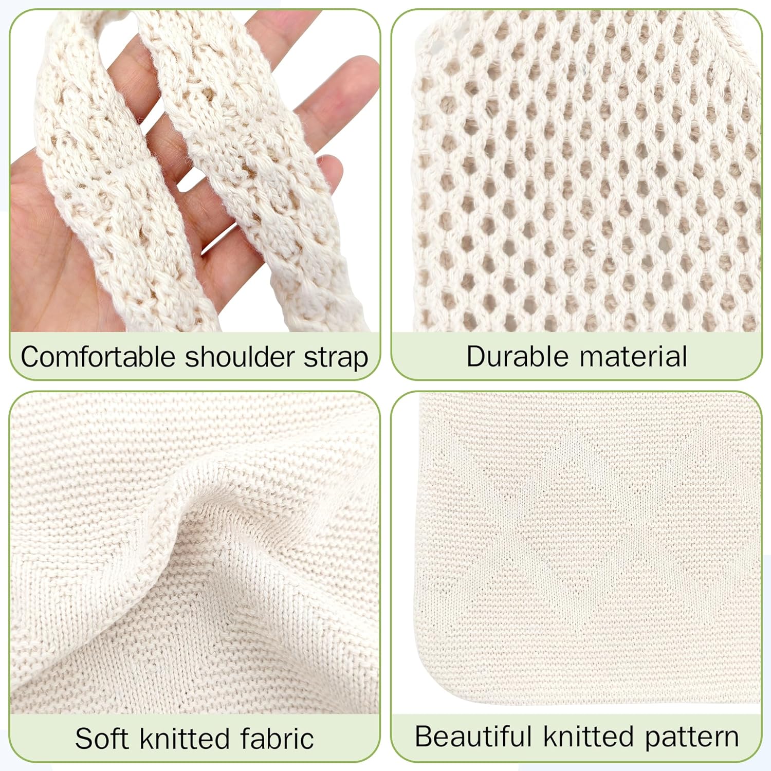 Thumbnail 4 de beifon Strandtasche Damen „Boho“ aus Strickmaschen – Mesh-Beachbag als Tote- und Umhängetasche