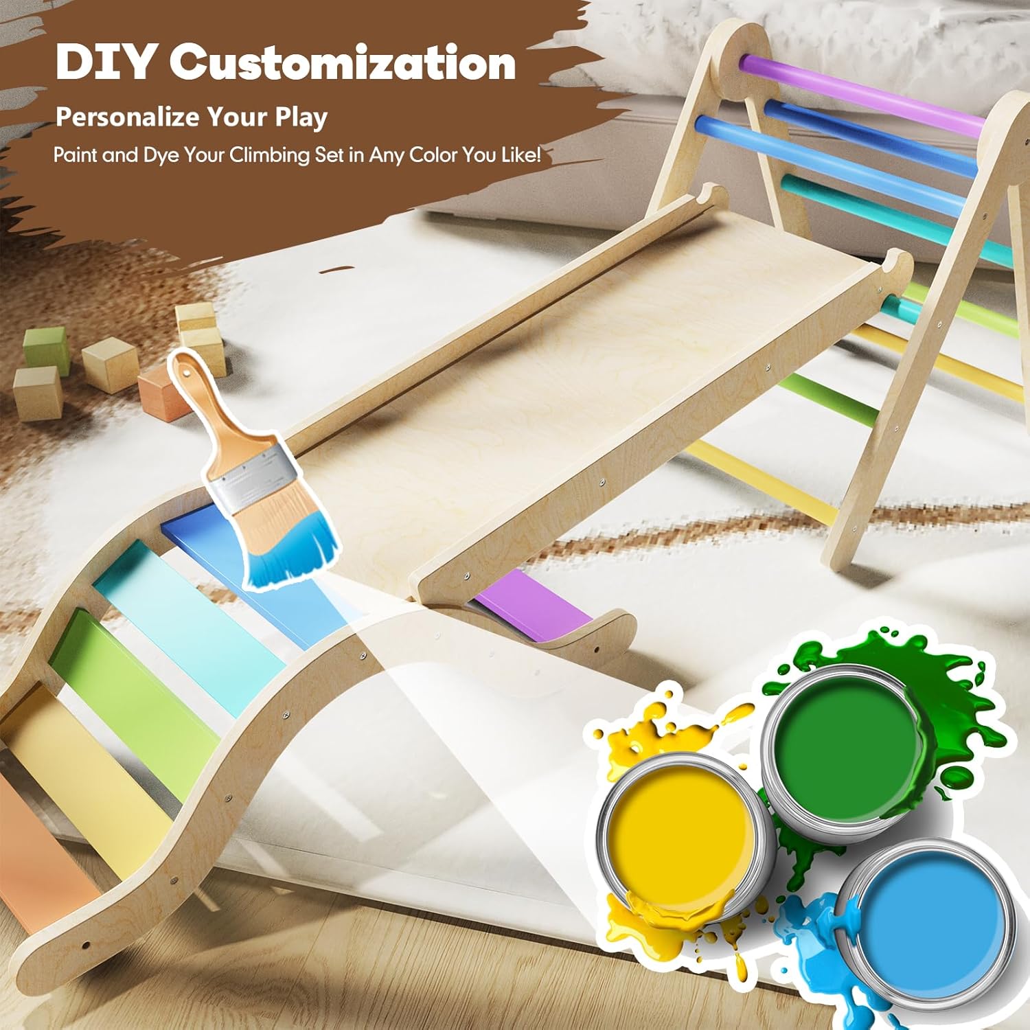 Thumbnail 3 de doowroodni Pikler Triangle Set 7in1: Premium Wooden Montessori Climber for 1–3 Year Olds