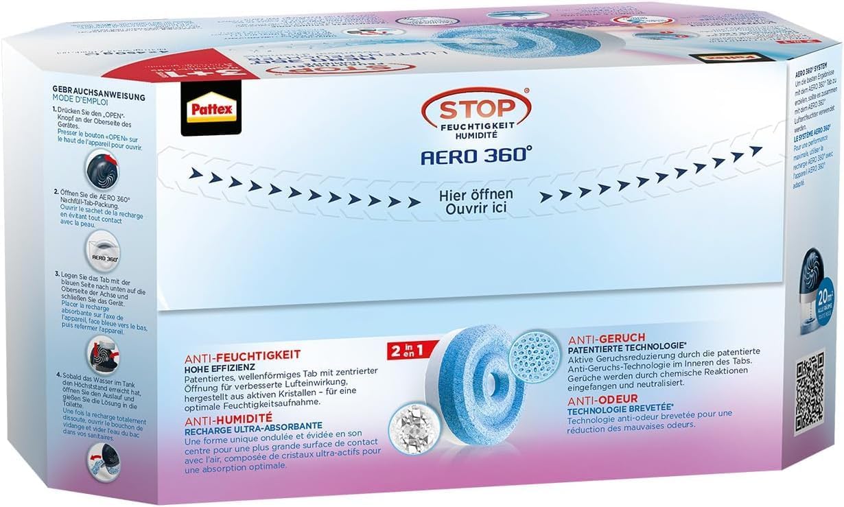 Thumbnail 1 de Pattex AERO 360° Nachfülltabs Lavendel – 3+1 x 450 g, ultradurchlässig absorbierend, geruchsneutralisierend