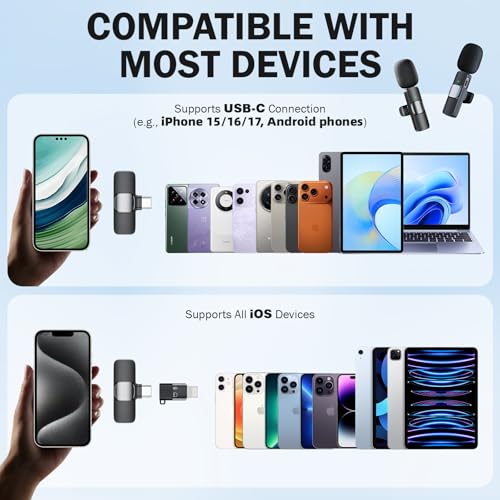 Thumbnail 1 de Micrófono Inalámbrico Solapa para iPhone iPad Android Ordenador, Mini Microfono Inalambrico para Movil,Micrófono Lavalier Inalámbrico Plug-Play Inalambrico, para Grabación de Vídeo, Vlogging, Tiktok