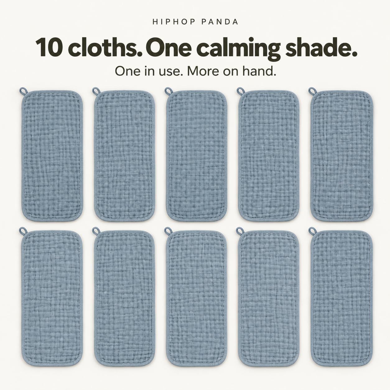 Detalle 2 de HIPHOP PANDA HIP-BC-10P-PacificBlue Muslin Burp Cloths, 10-Pack, Cotton