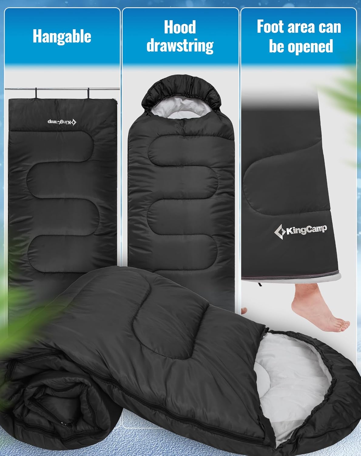 Thumbnail 5 de KingCamp Oasis 3–4 Season Waterproof Sleeping Bag (Left-Right Connectable) for Kids & Adults