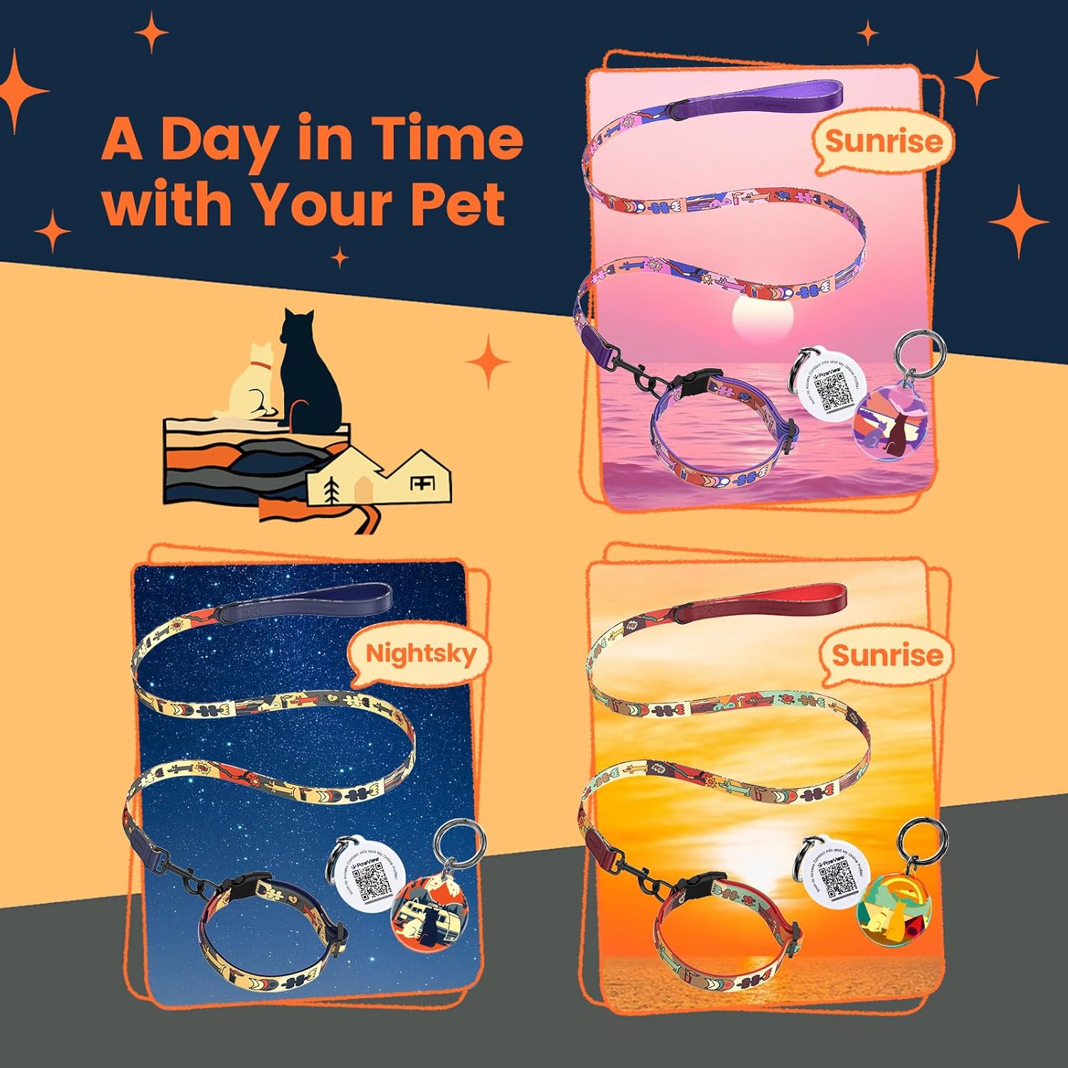 Thumbnail 5 de PawView Dog Collar and Leash Set with QR Code Tag (Adjustable Polyester Collar and Padded Neoprene Lead)