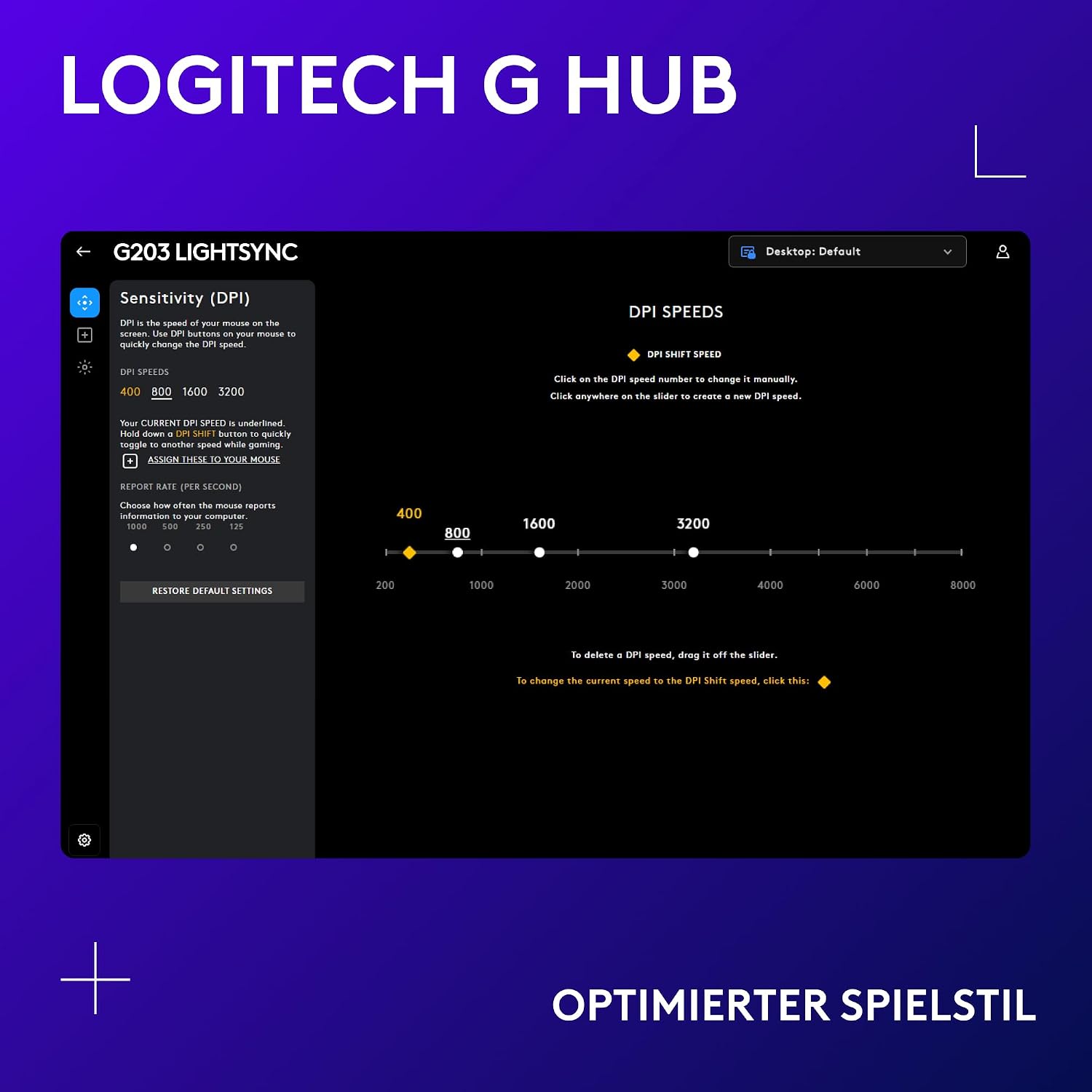 Detalle de Logitech G G203 Gaming-Maus mit LIGHTSYNC RGB, 6 programmierbaren Tasten und 8.000-DPI-Sensor (schwarz)