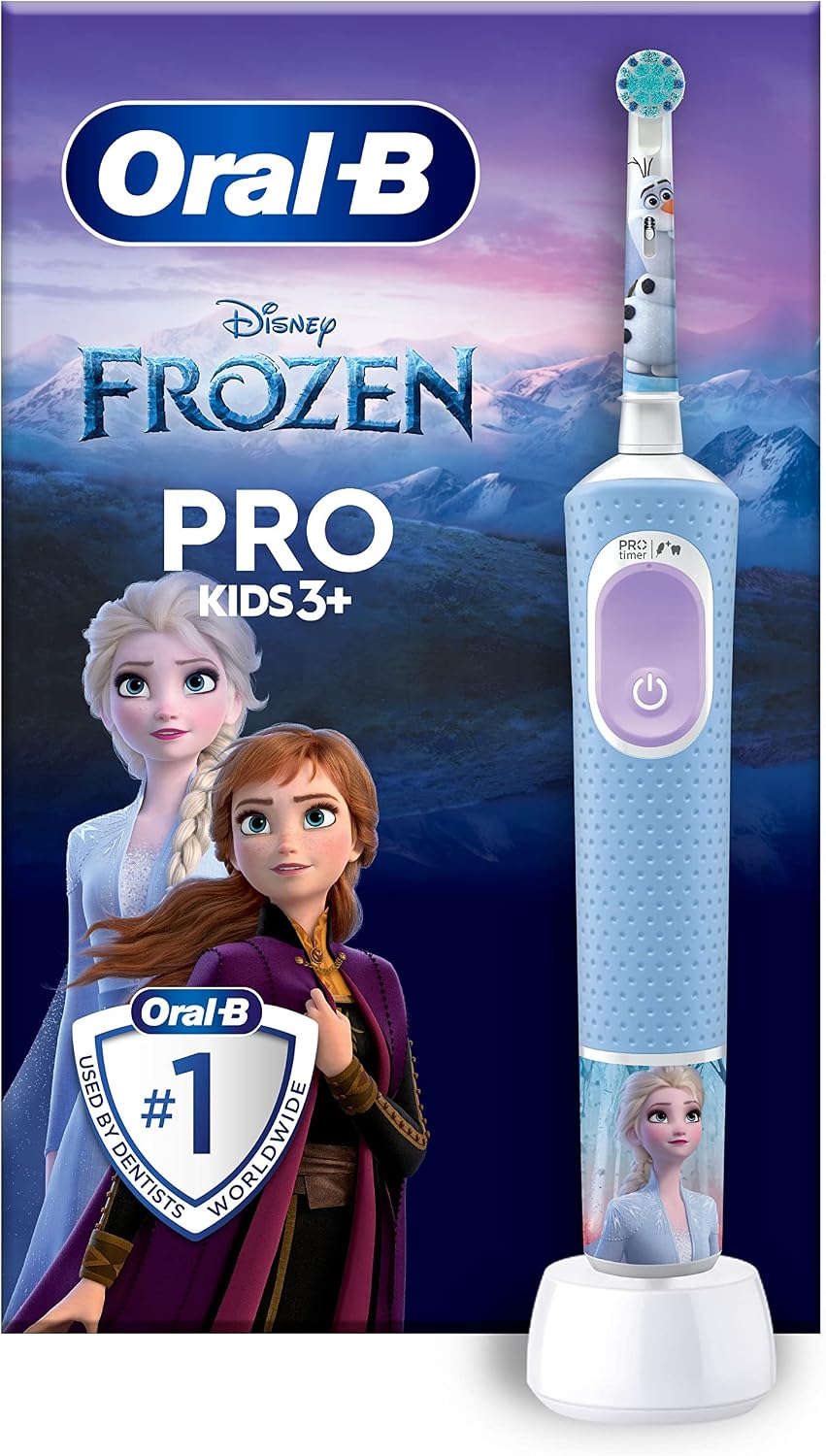 Detalle de Oral-B Pro Kids elektrische tandenborstel met Frozen-design en zachte ronde opzetborstel
