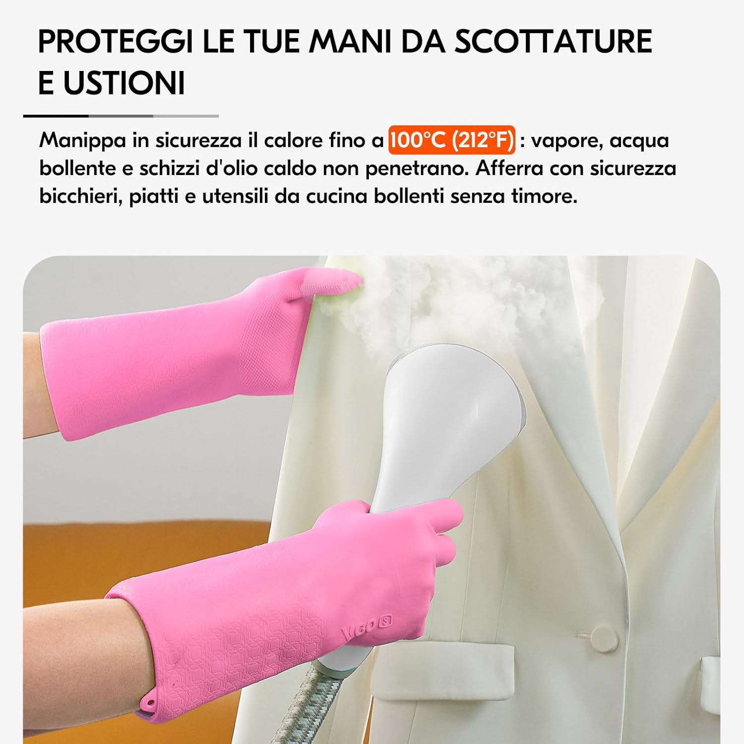 Detalle de Guanti pulizia a doppio strato TPE – Vgo... 1 paio, uso alimentare, Dolce Rosa XS