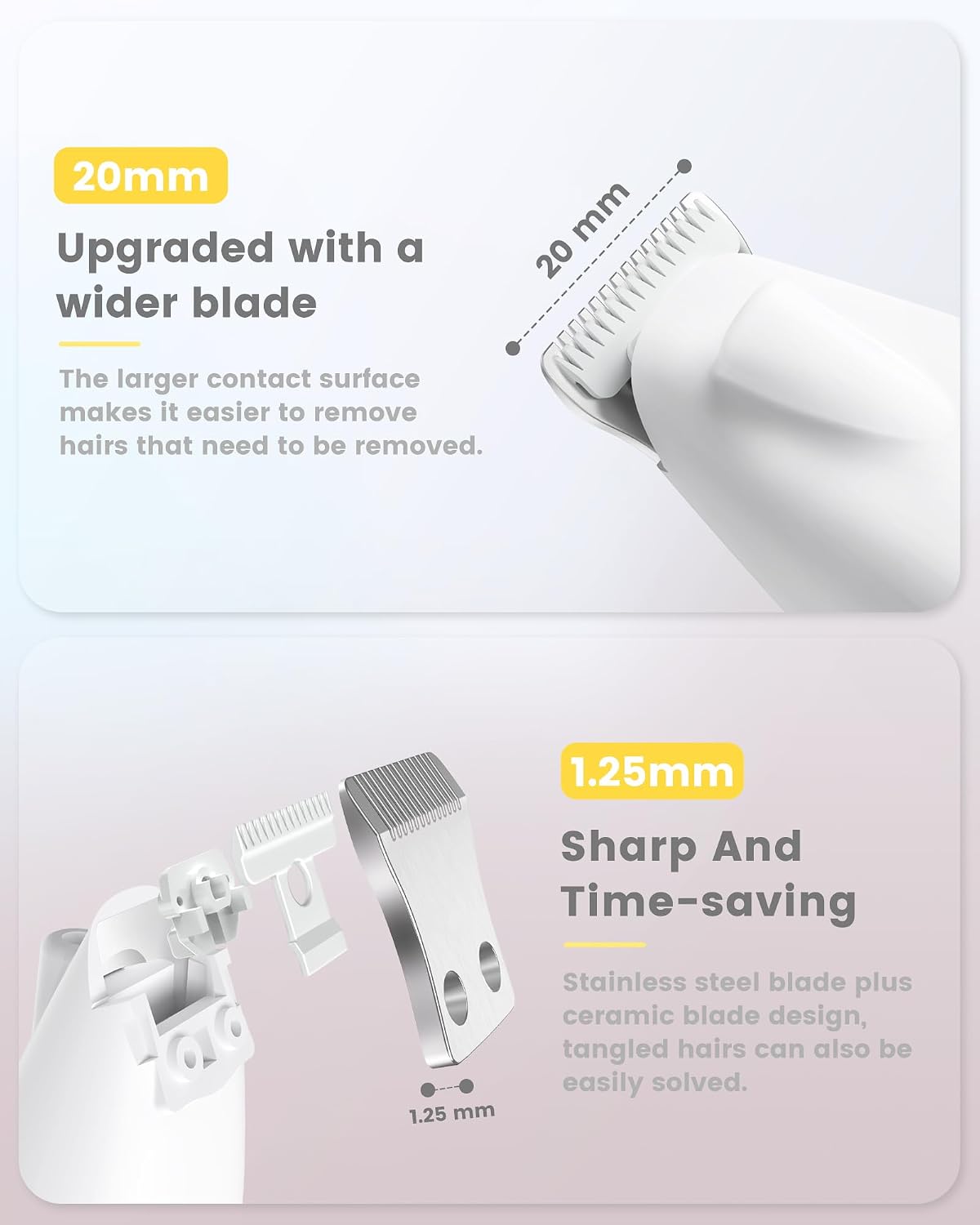 Detalle de Dog Paw Trimmer: 35dB Ultra-Low Noise Cordless Grooming Clip-Per for Small Pets