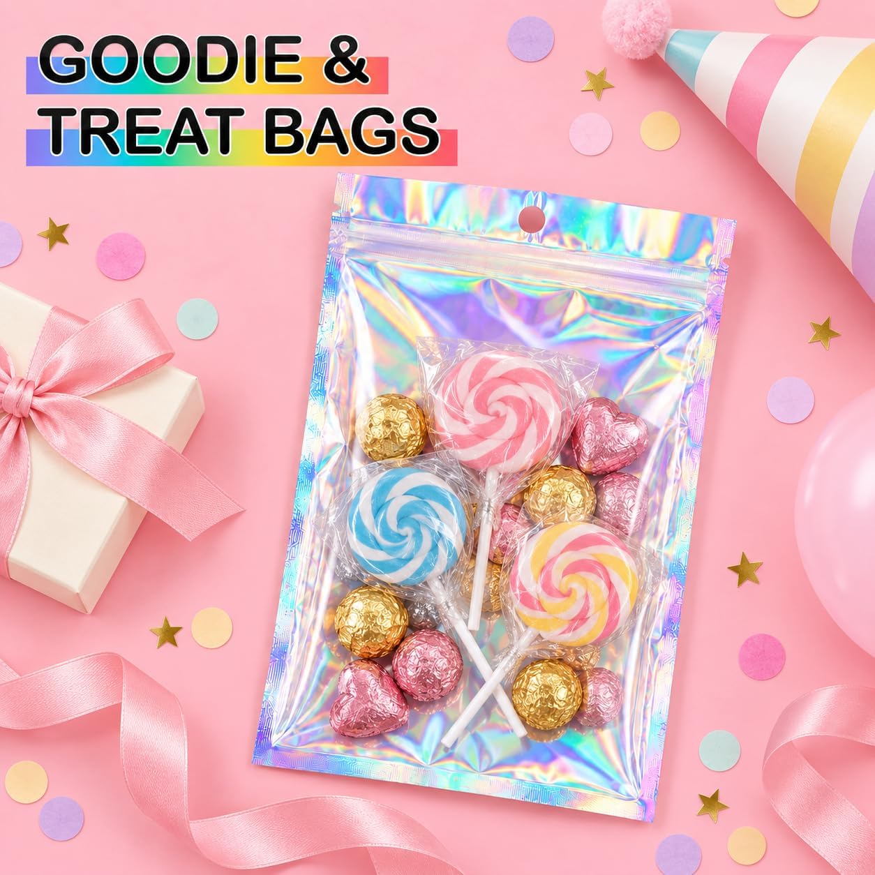 Thumbnail 6 de FUNFERY 100-xmas-GH Holographic Resealable Bags, 6.3 x 9.4-Inch, 50-Pack