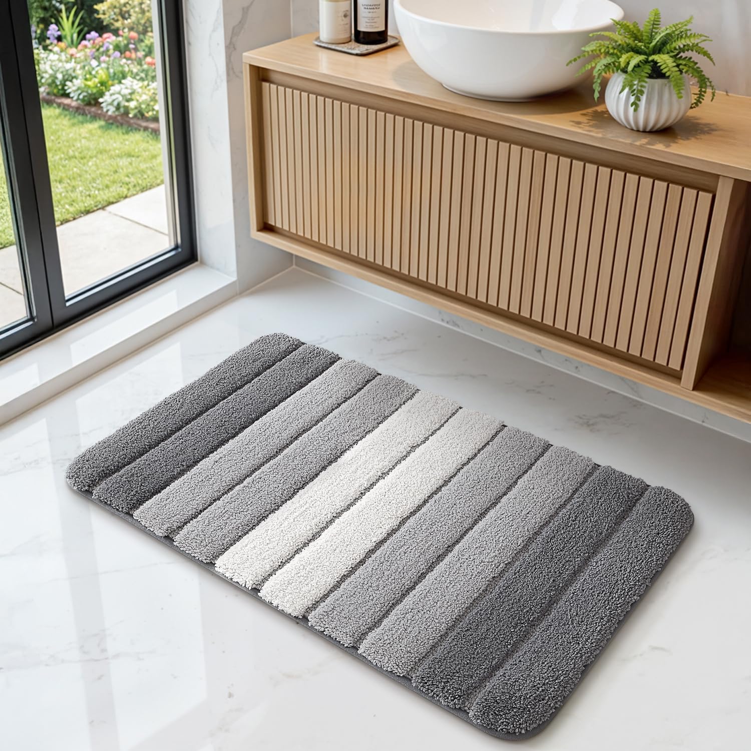 Thumbnail 6 de DEXI Bath Mat 50 x 80 cm in grey — extra soft, extra absorbent microfiber with non-slip TPR backing