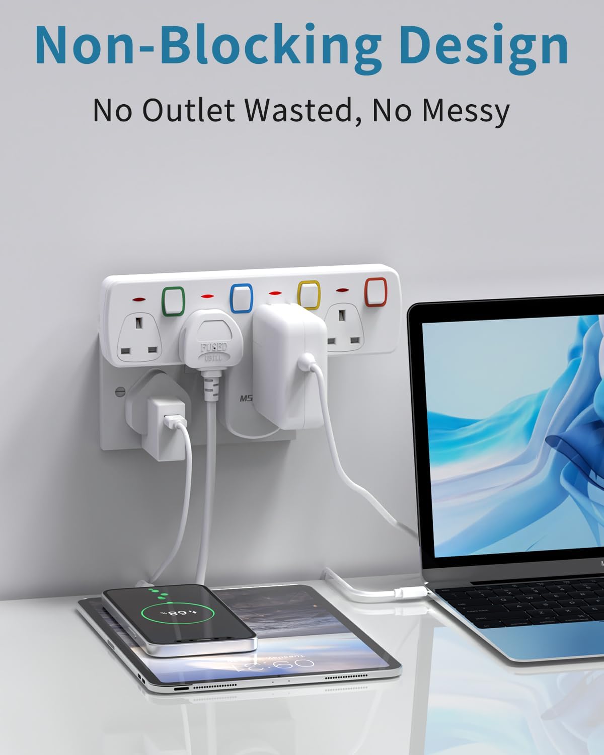 Thumbnail 1 de Mscien Plug Extension Socket 4-way adaptor 🔌
