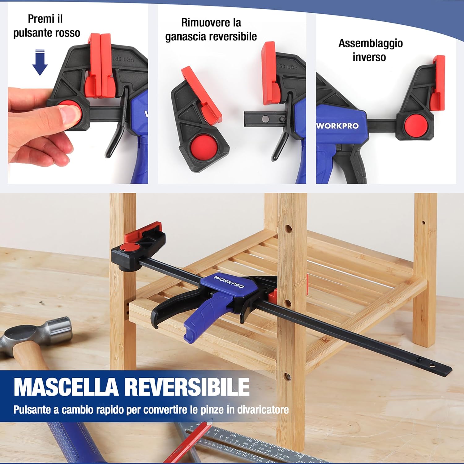 Detalle 2 de WORKPRO Morsetti da Falegname 305 mm 68 kg