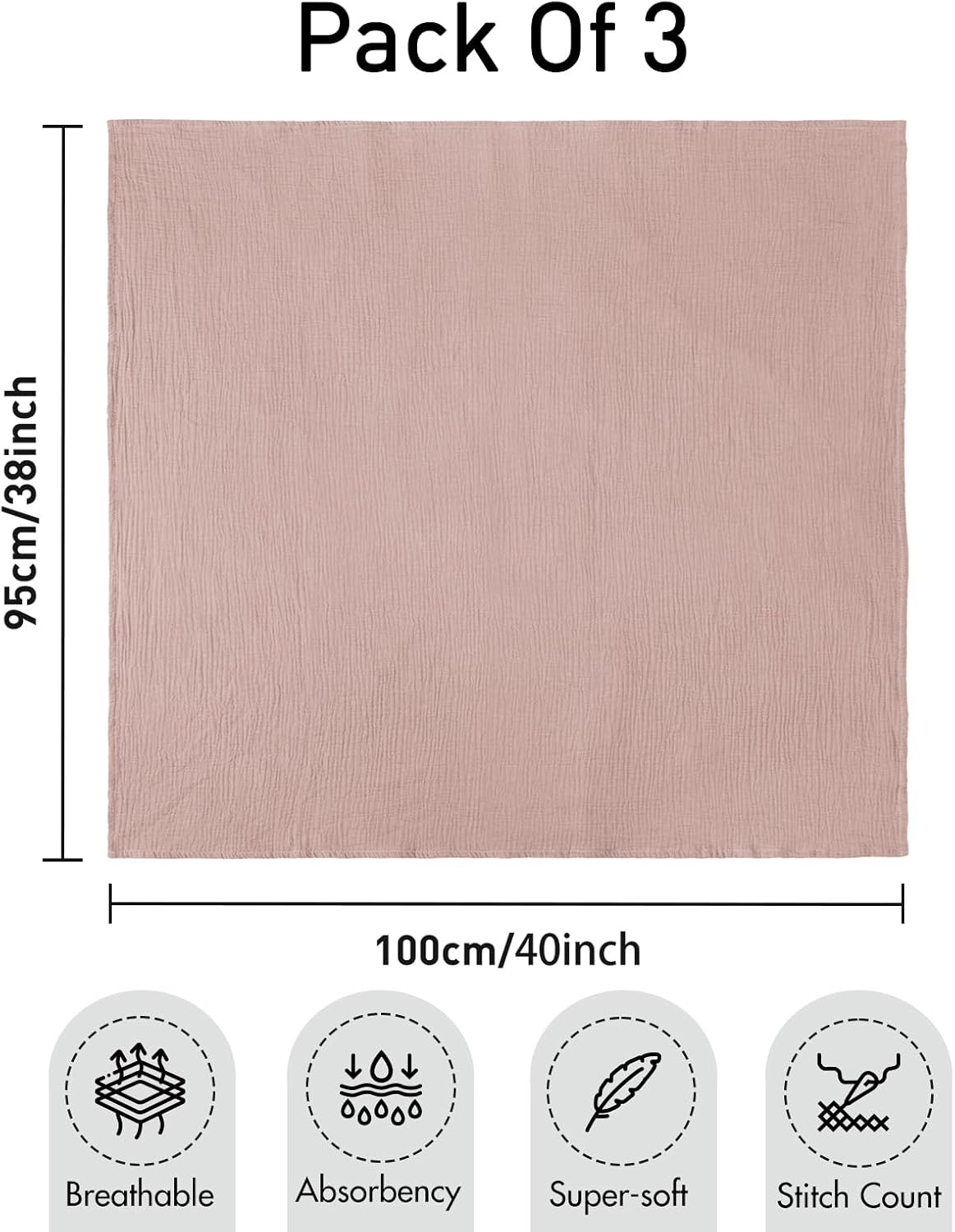 Thumbnail 2 de Soarwg Kids Muslin Swaddle Blanket 95 x 100cm for Newborns