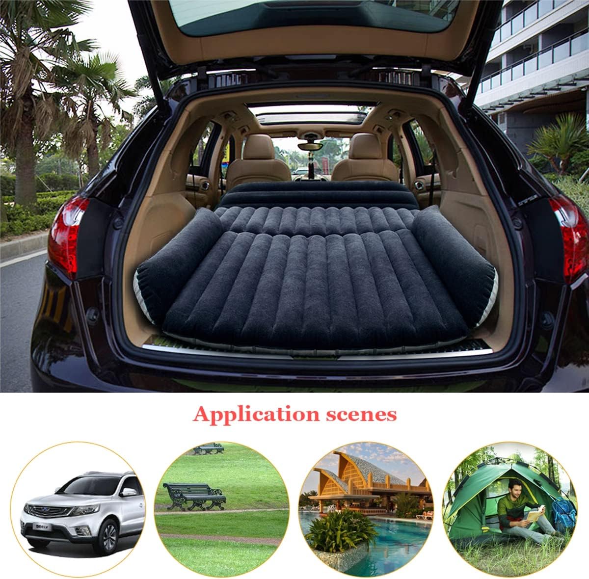 Detalle de HAOYAO Materassino Gonfiabile per Auto: Letto ad Aria 180x128x12 cm per SUV, dividibile in divano