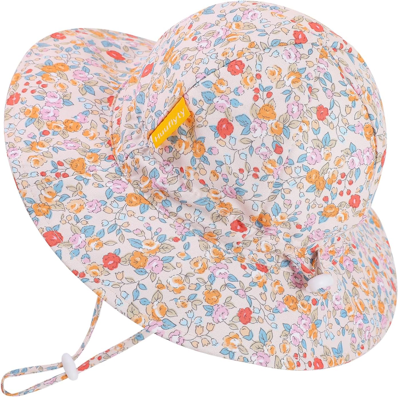 Detalle de Huuflyty Baby Girl Sun Hat, Adjustable Wide-Brim Bucket Hat, 50+ UPF