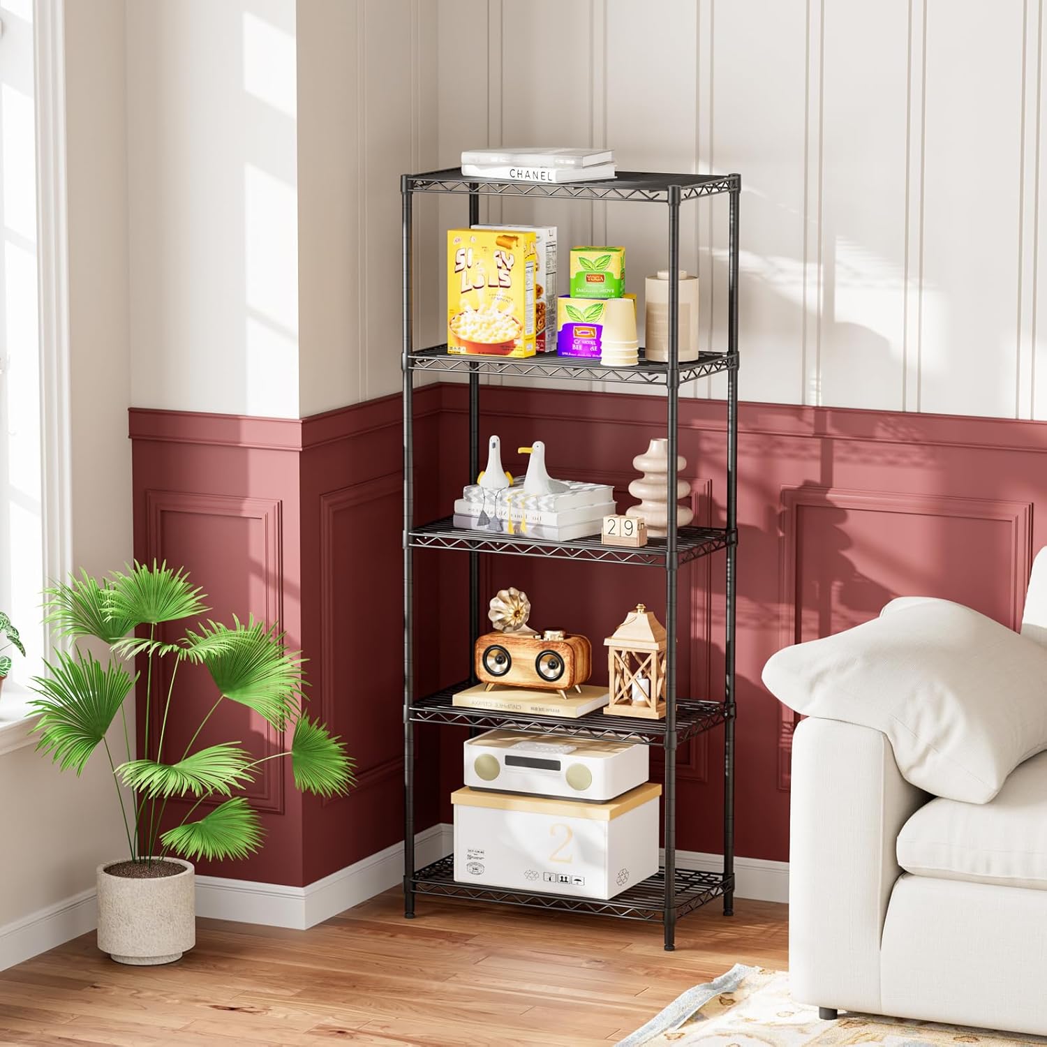 Thumbnail 5 de Golpart 5-Tier Adjustable Storage Shelves Heavy-Duty Metal Utility Rack (500LBS Capacity)