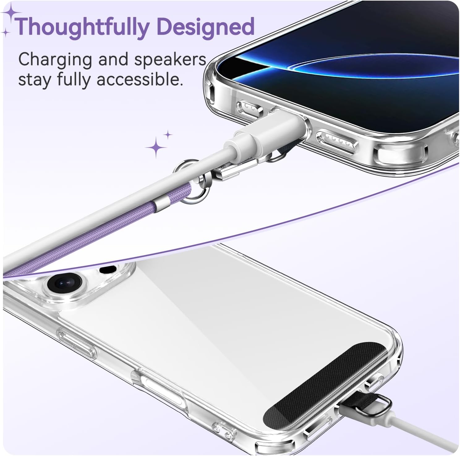 Thumbnail 5 de iVoler Cordino universale per cellulare con 2 patch regolabile e rimovibile (viola chiaro) — per iPhone, Samsung, Xiaomi