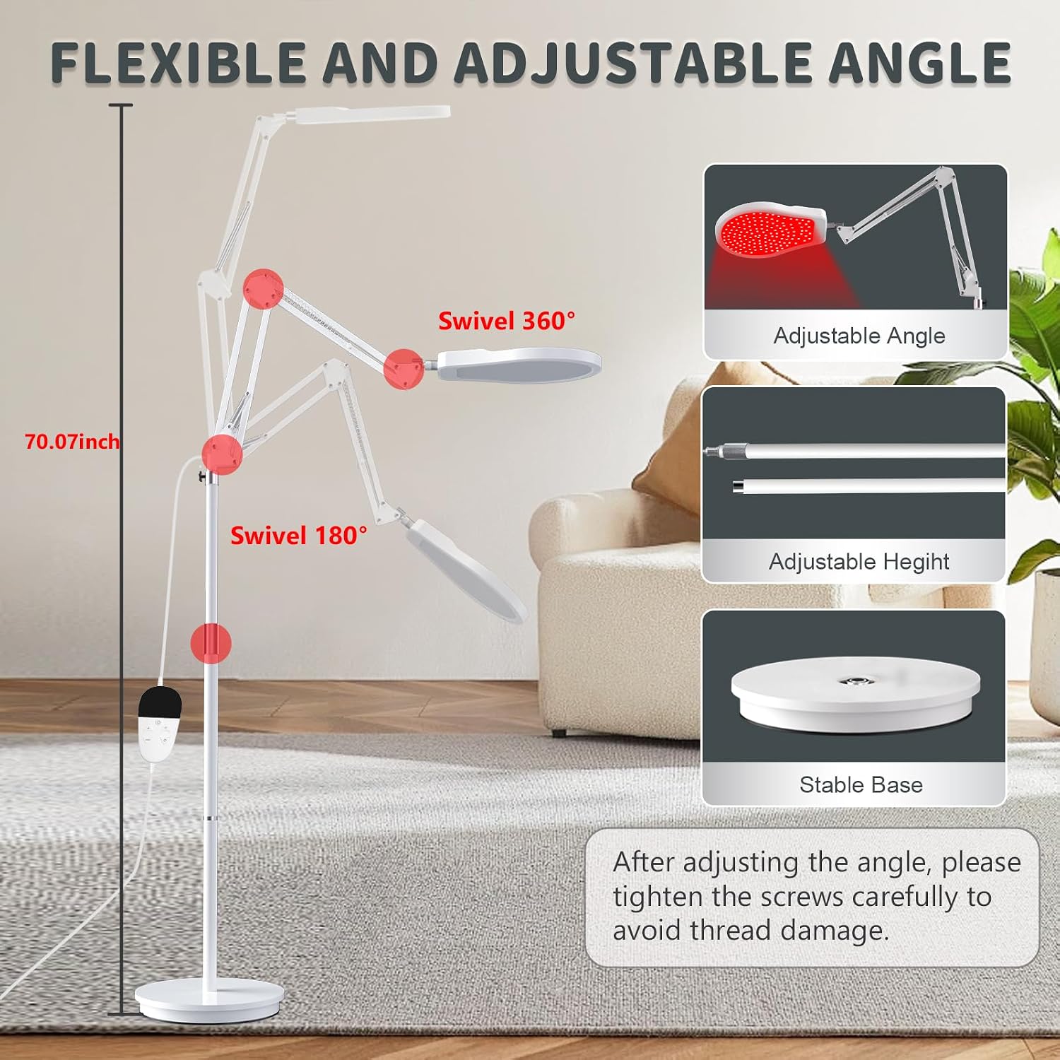 Thumbnail 6 de Devowellte LLD-FLOOR-BK-150LED-WHITE Red Light Lamp with Tripod, 150 LEDs