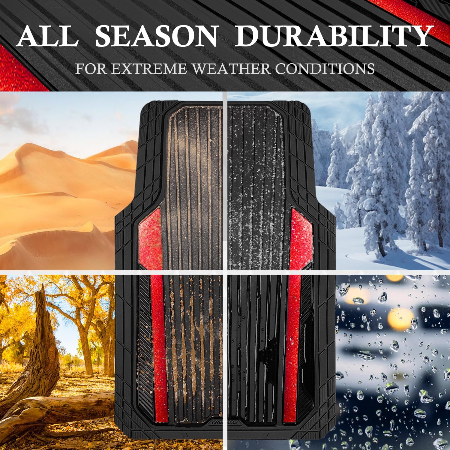 Thumbnail 2 de CAR PASS Heavy Duty Rubber Car Mats 27.2"