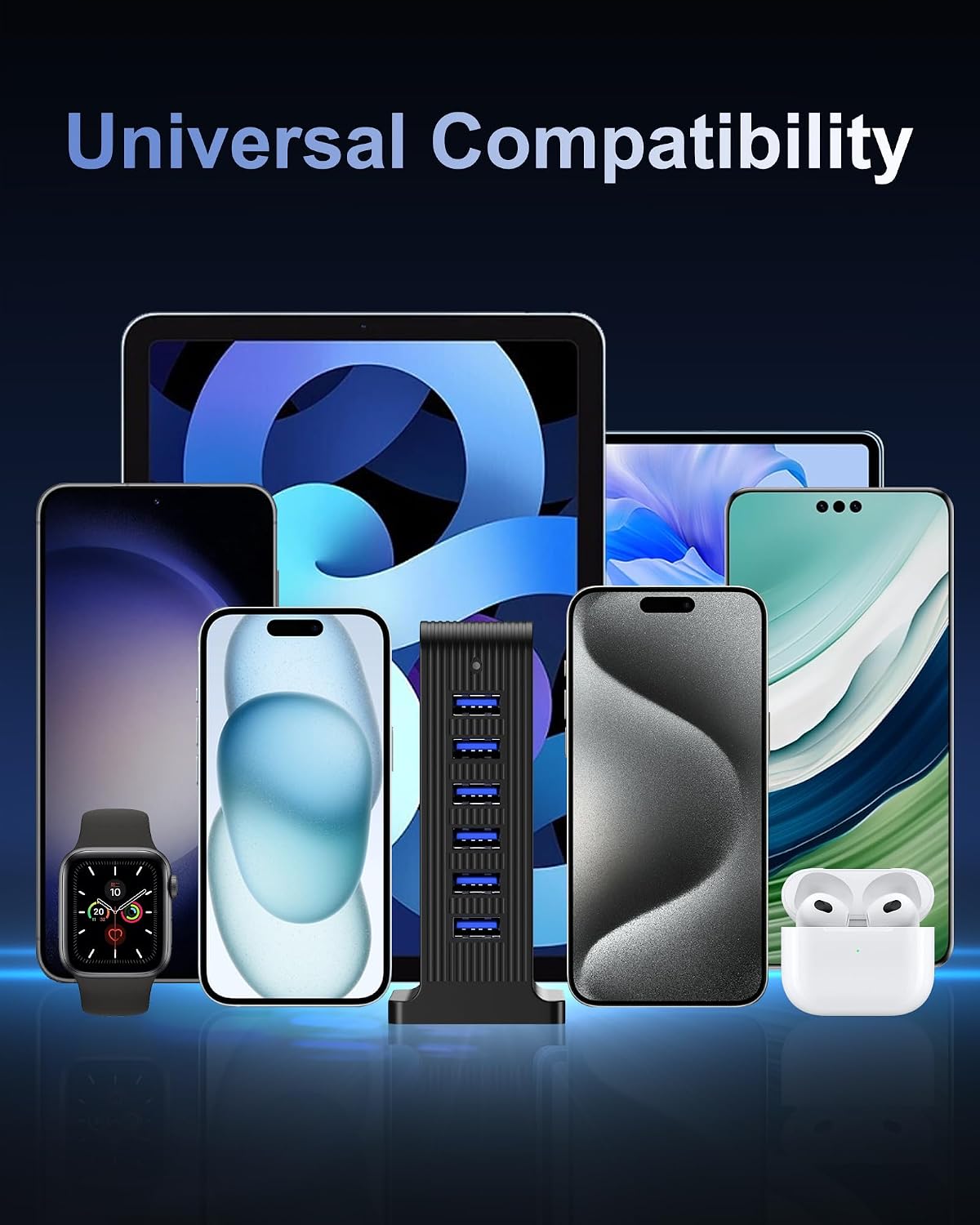 Detalle de Qurzou 25W USB Charger: 6-Port USB Charging Station for Multiple Devices