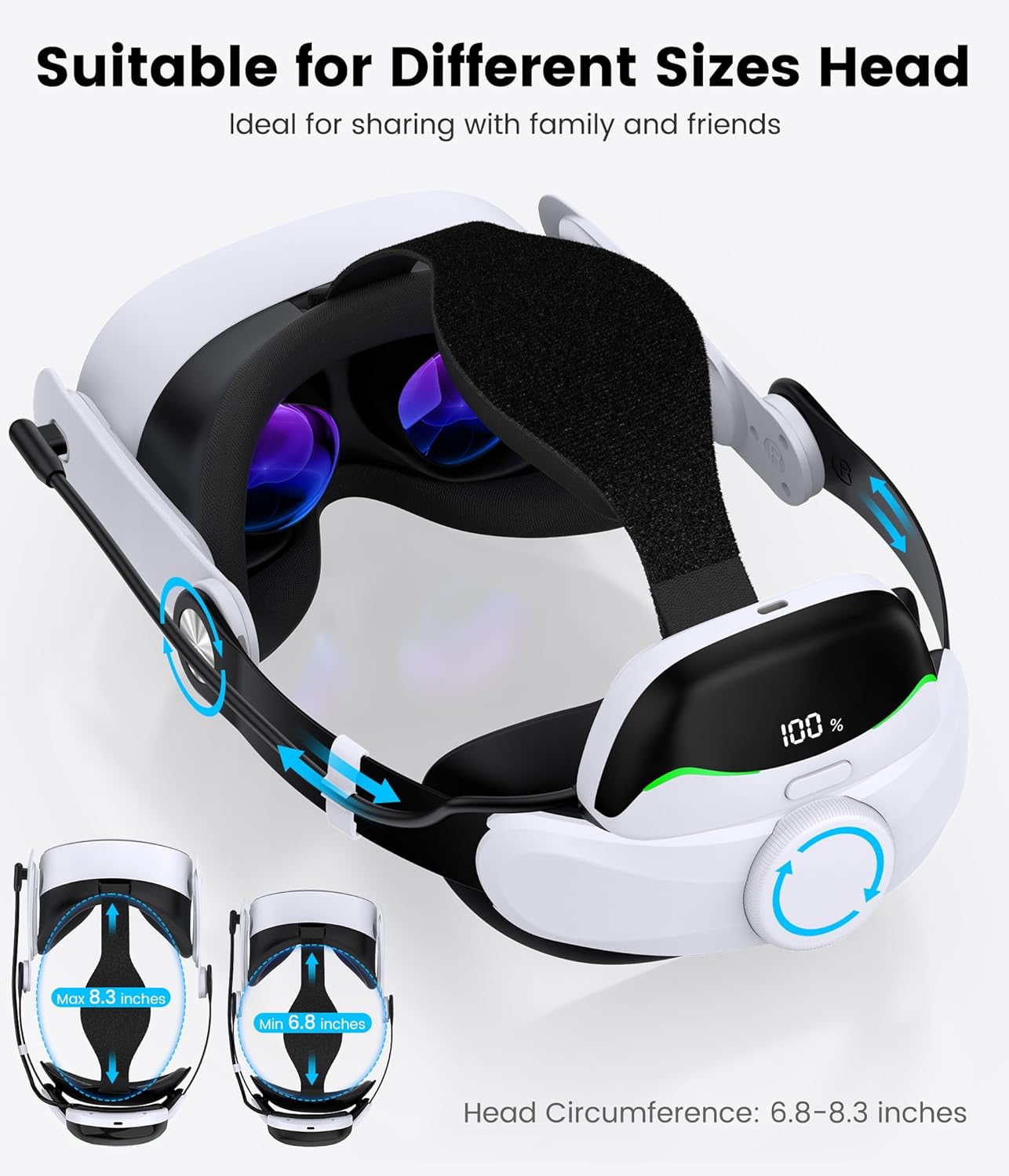 Thumbnail 1 de Cushioned Head Strap with 10000mAh Magnetic Power Bank for Meta Quest 2/3/3S – Enhanced Comfort and Convenience