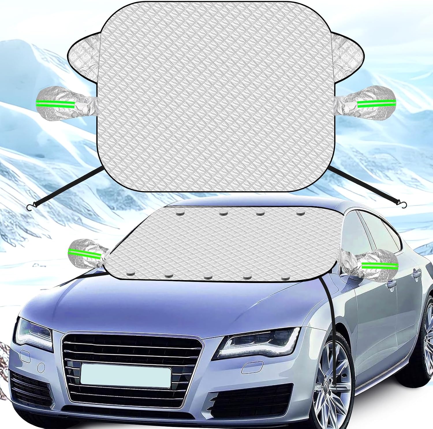 Detalle de Newthinking Car Frost Windscreen Cover for Winter with side mirror flap and magnets