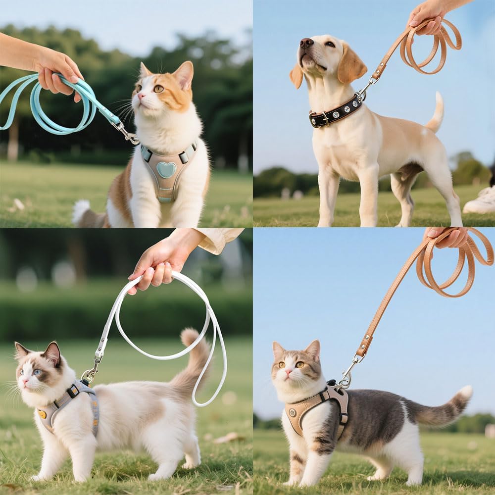 Detalle de 1Pcs Khaki PU Leather Dog Lead 1.5cm x 120cm for Small Pets