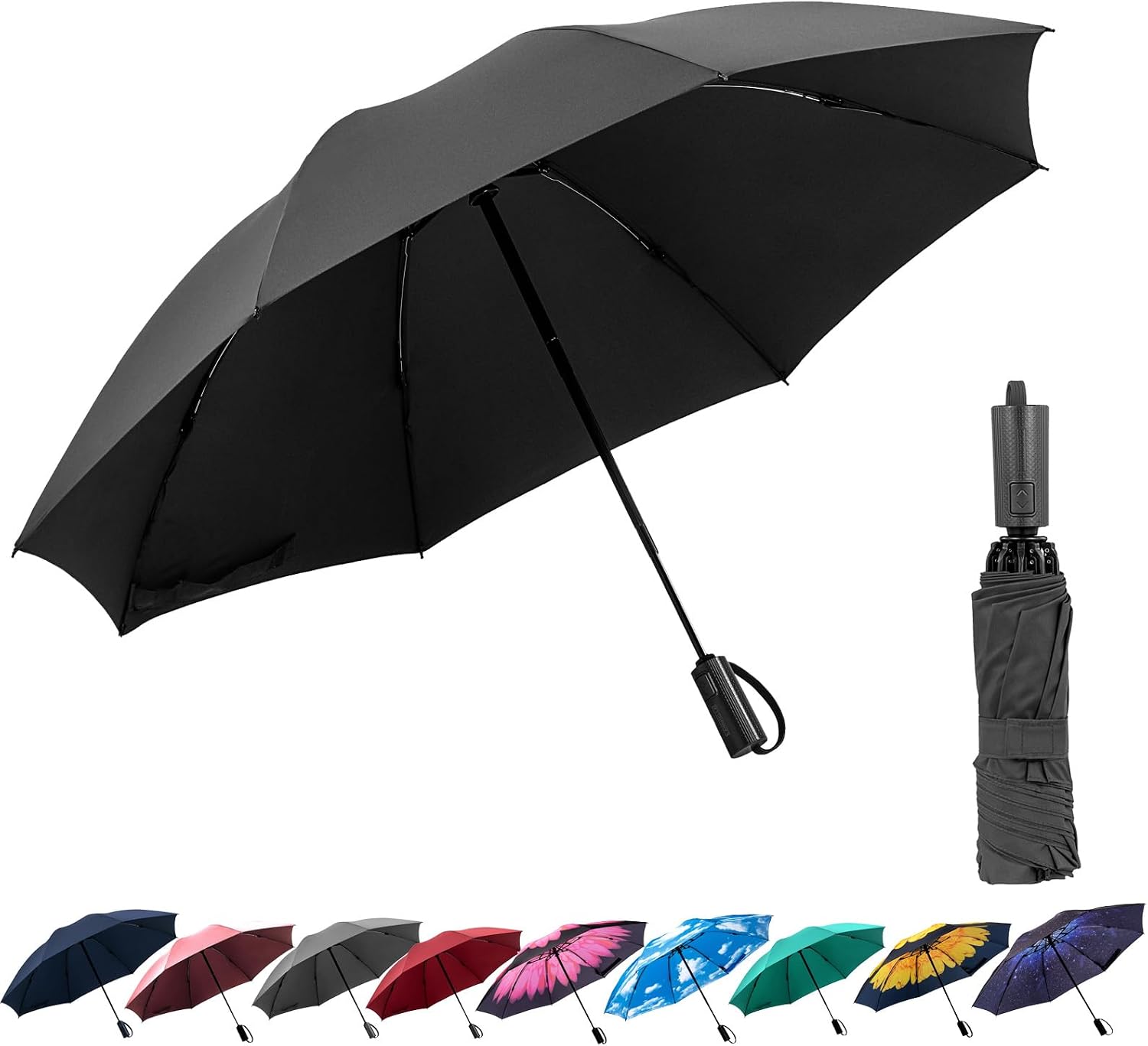 ACEIken reverse close folding windproof travel umbrella – auto open/close compact compact and portable
