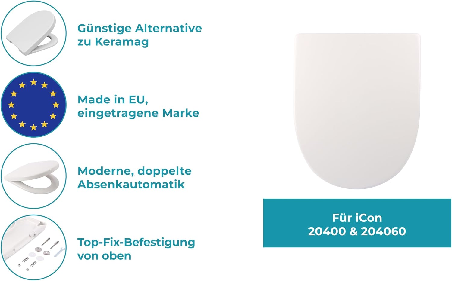 Detalle 2 de Calmwaters antibakterieller WC Sitz Keramag iCon